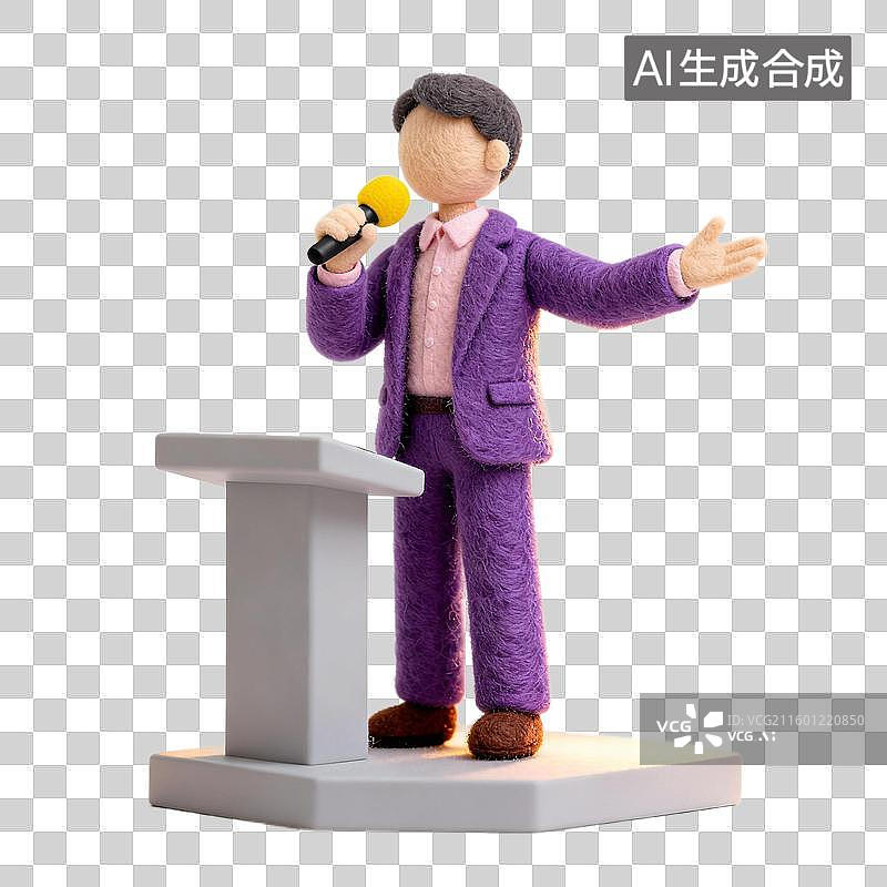 【AI数字艺术】3D羊毛毡风格西装男性商务人士人物免抠元素图片素材