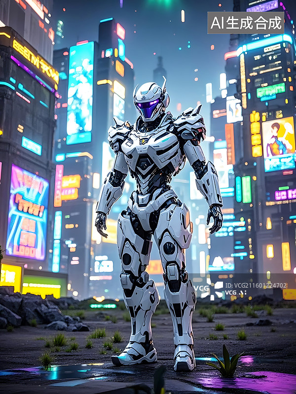 【AI数字艺术】未来都市机械战士图片素材