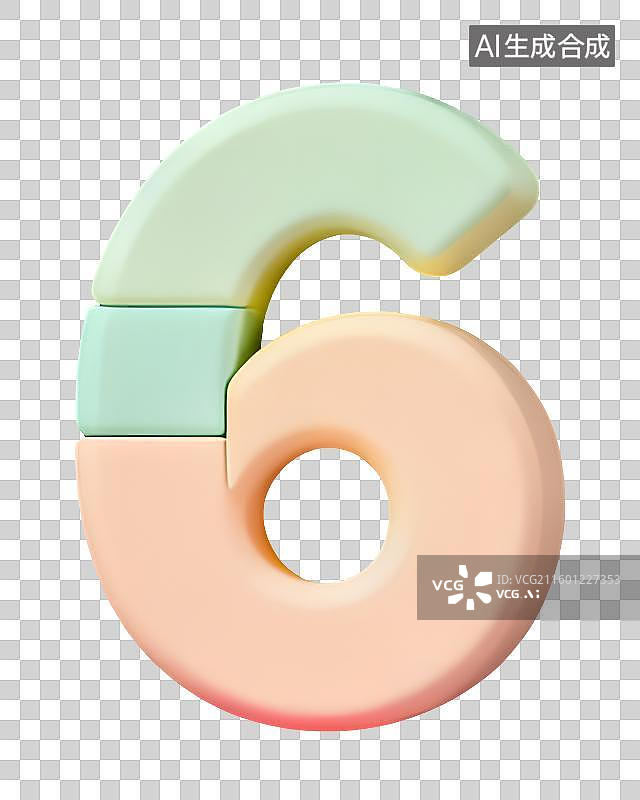 【AI数字艺术】数字6马卡龙渐变配色几何装饰卡通创意数字设计图片素材