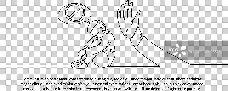 自我焦虑的连续线条设计图片素材