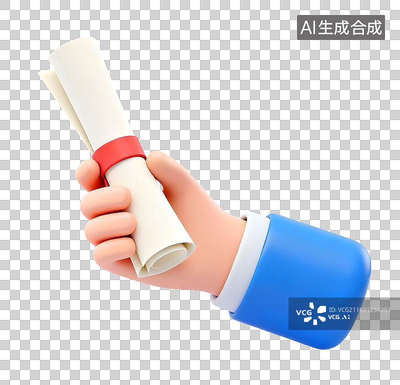 【AI数字艺术】手持录取通知书3D免抠元素图片素材