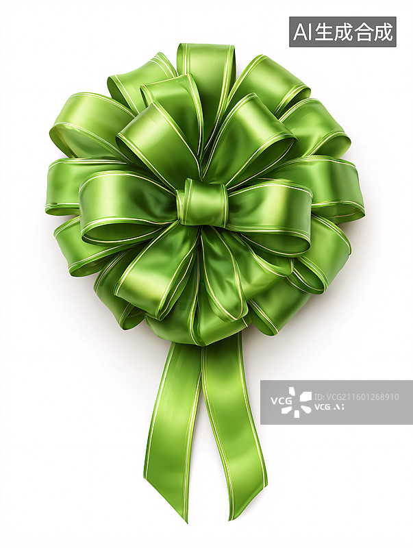 【AI数字艺术】绿色蝴蝶结礼品包装装饰图片素材