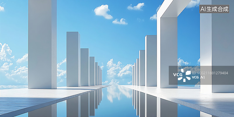 【AI数字艺术】现代极简建筑汽车背景图片素材