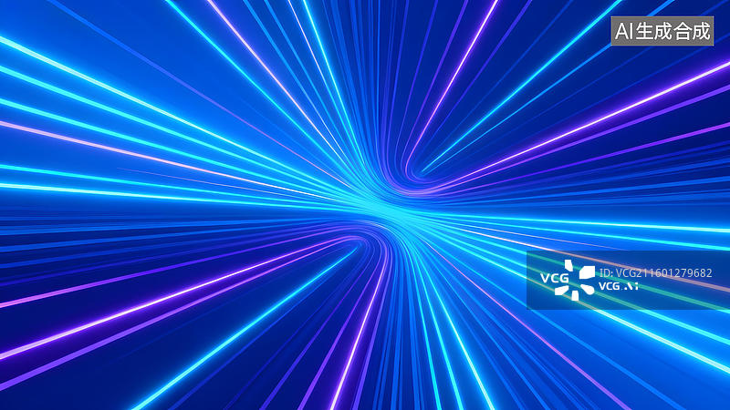 【AI数字艺术】蓝色光束放射抽象背景图片素材