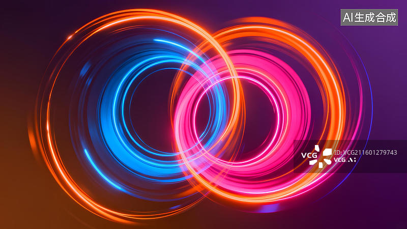 【AI数字艺术】彩色光圈交织的抽象图案图片素材