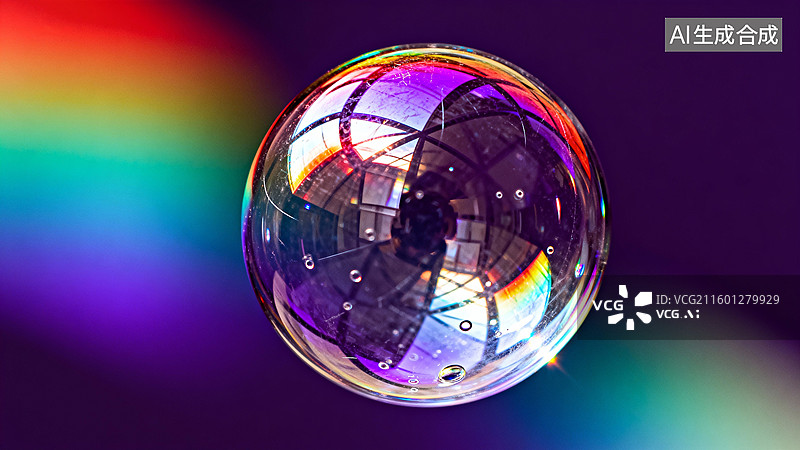 【AI数字艺术】色彩斑斓的肥皂泡展示光学现象图片素材