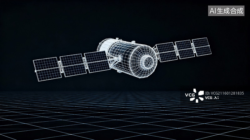 【AI数字艺术】卫星抽象概念场景，全球卫星定位系统，人造卫星图片素材