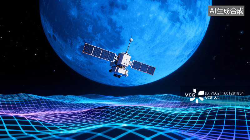 【AI数字艺术】卫星抽象概念场景，全球卫星定位系统，人造卫星图片素材