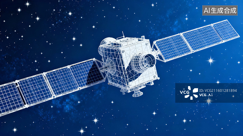 【AI数字艺术】卫星抽象概念场景，全球卫星定位系统，人造卫星图片素材