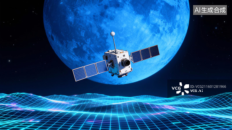 【AI数字艺术】卫星抽象概念场景，全球卫星定位系统，人造卫星图片素材