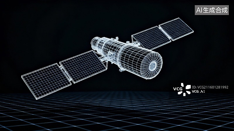 【AI数字艺术】卫星抽象概念场景，全球卫星定位系统，人造卫星图片素材