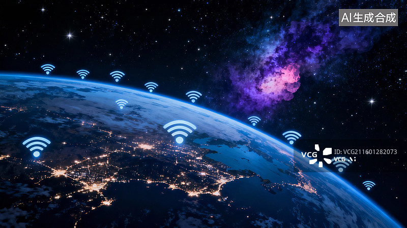 【AI数字艺术】卫星抽象概念场景，全球卫星定位系统，人造卫星图片素材