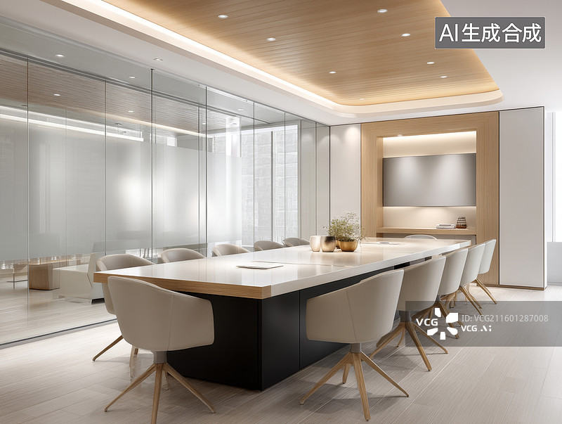 【AI数字艺术】现代简约会议室图片素材