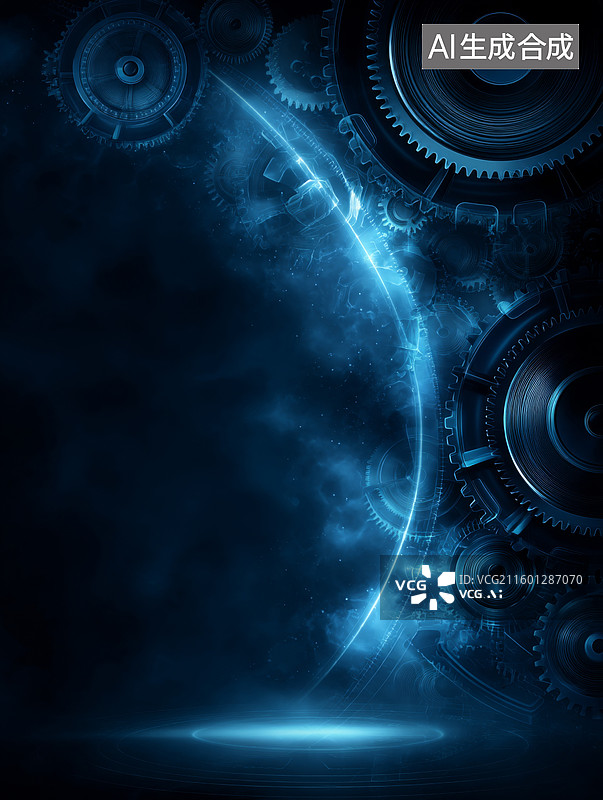 【AI数字艺术】机械齿轮科技光效图片素材