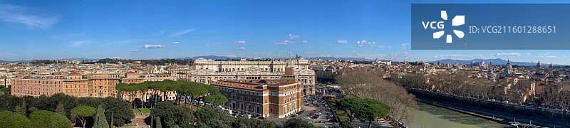 从圣天使堡俯看台伯河两畔的罗马城区，罗马旧城区图片素材