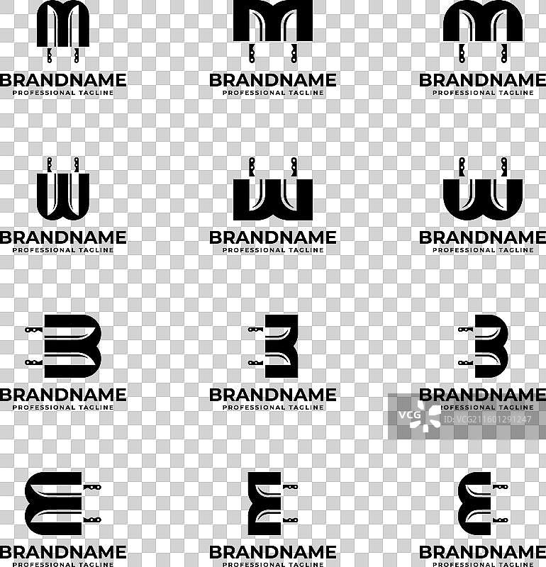 字母 m w b 或 e 刀具屠夫标志套装图片素材