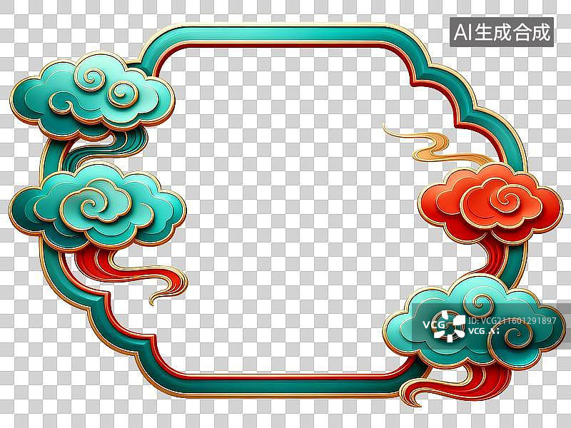 【AI数字艺术】中式边框 中式云纹边框装饰图案图片素材
