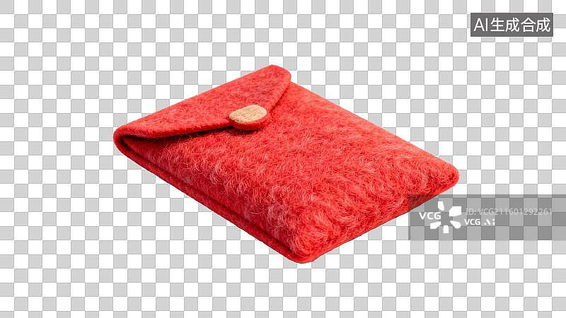 【AI数字艺术】红色毛毡材质小巧收纳袋图片素材