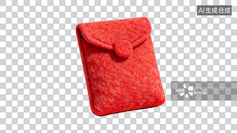 【AI数字艺术】鲜艳红色毛毡材质小包图片素材
