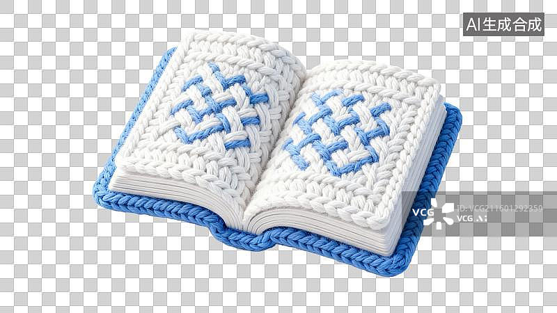 【AI数字艺术】手工钩织的装饰性打开书本图片素材