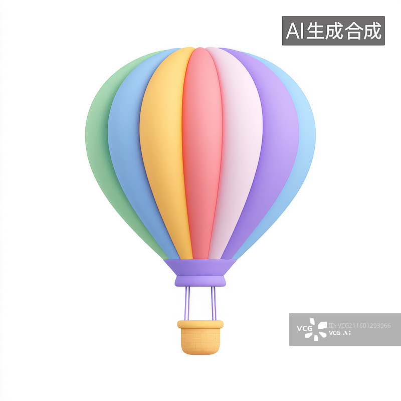 【AI数字艺术】卡通彩色的热气球图片素材