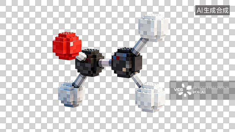 【AI数字艺术】乙醇分子的像素化3D模型图片素材