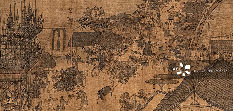 北宋 清明上河图 张择端 原作局部特写 故宫百年展 百年守护图片素材