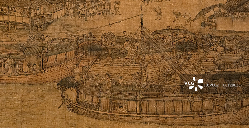 北宋 清明上河图 张择端 原作局部特写 故宫百年展 百年守护图片素材