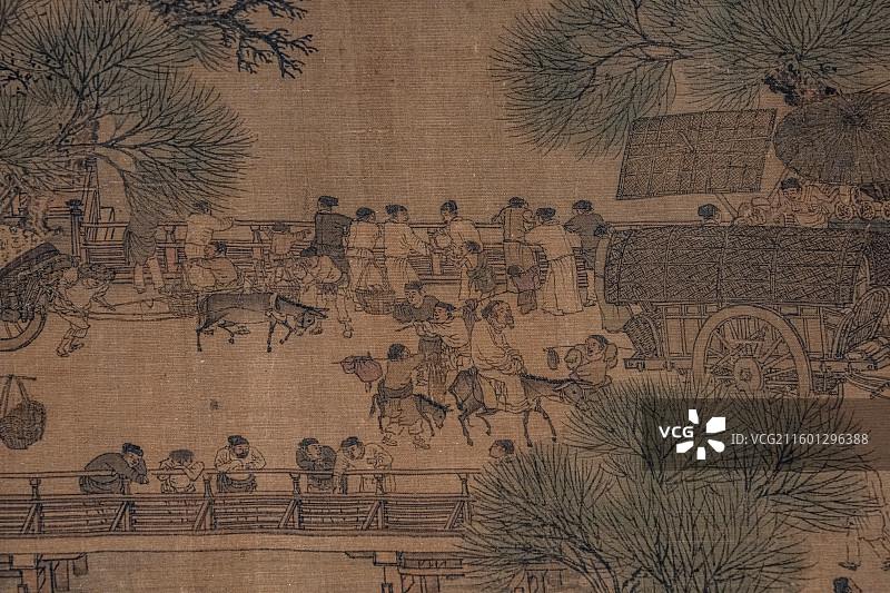 北宋 清明上河图 张择端 原作局部特写 故宫百年展 百年守护图片素材