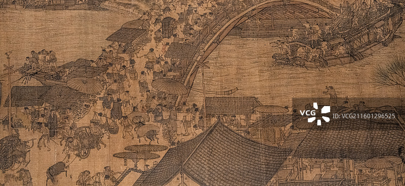 北宋 清明上河图 张择端 原作局部特写 故宫百年展 百年守护图片素材