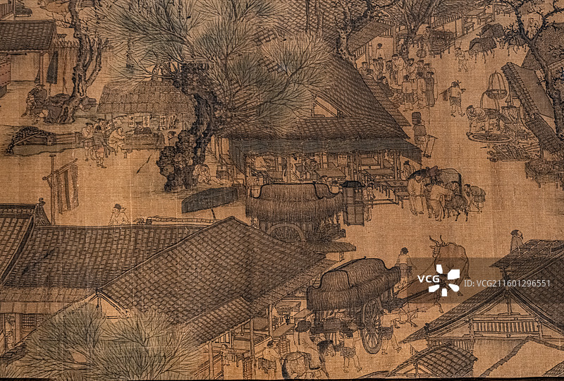 北宋 清明上河图 张择端 原作局部特写 故宫百年展 百年守护图片素材