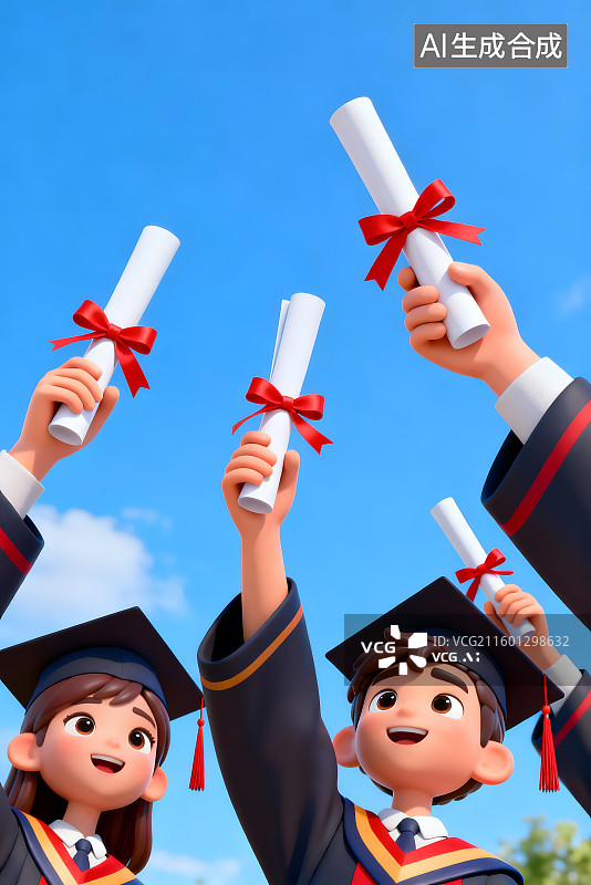 【AI数字艺术】毕业学子欢庆学业有成图片素材