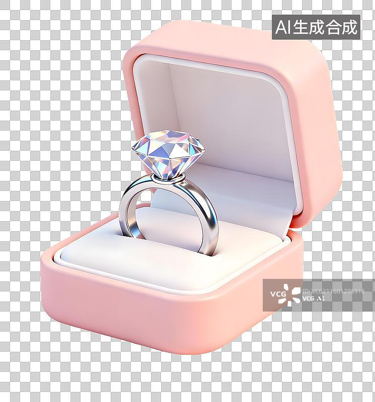 【AI数字艺术】粉色盒子里的钻石戒指图片素材