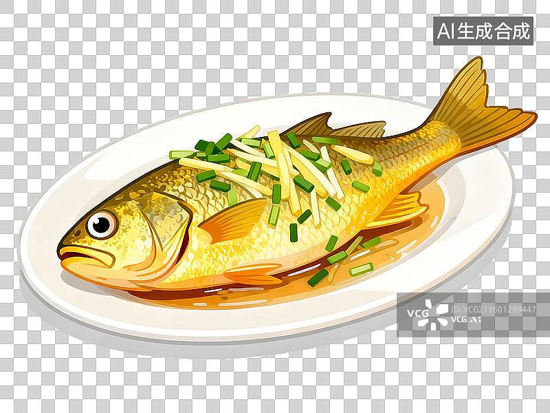 【AI数字艺术】盘中清蒸黄花鱼图片素材
