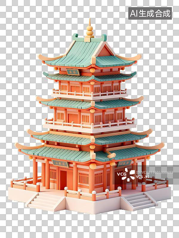 【AI数字艺术】传统中式多层塔楼建筑图片素材
