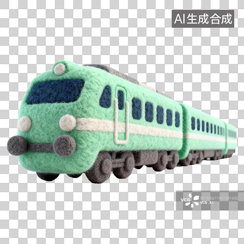 【AI数字艺术】商务旅行飞行交通工具3D卡通羊毛毡质感插画元素火车火车票图片素材