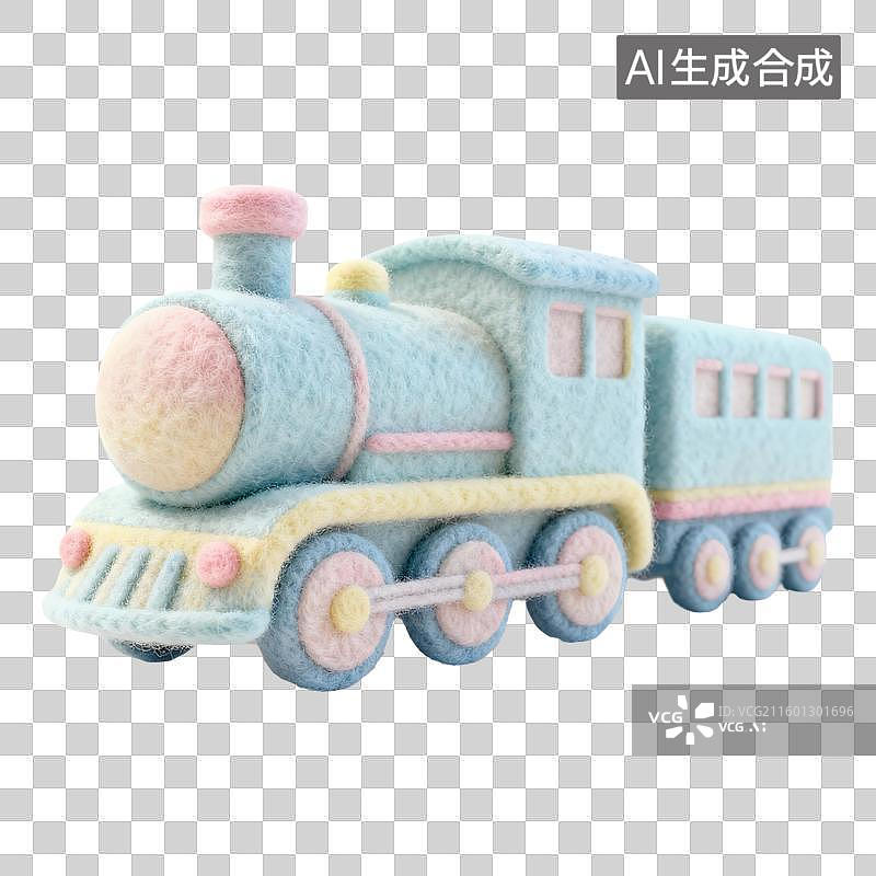 【AI数字艺术】商务旅行飞行交通工具3D卡通羊毛毡质感插画元素火车火车票图片素材