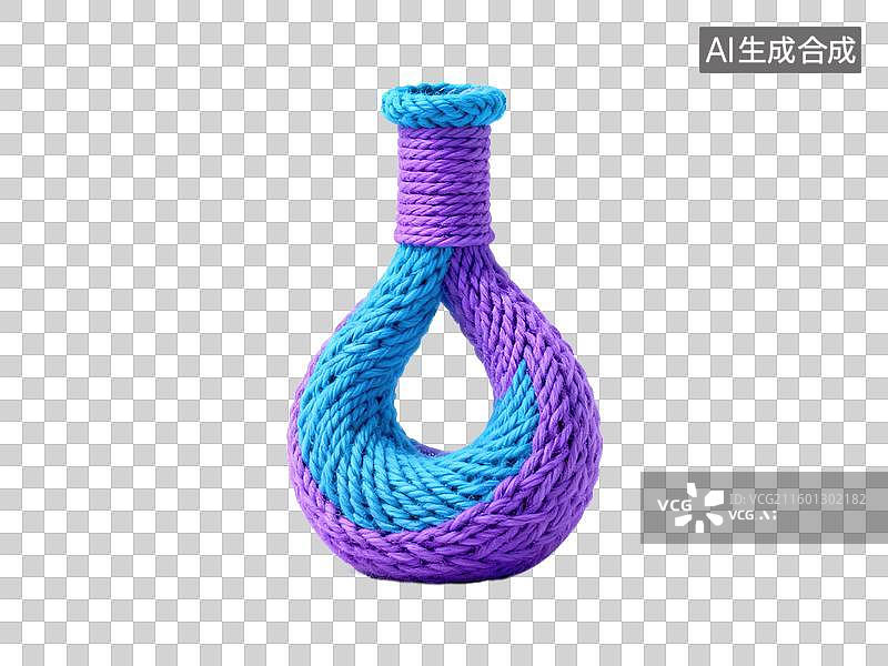 【AI数字艺术】3D毛线针织风格奇妙克莱因瓶柔和淡紫蓝色几何形体透明插画装饰元素图片素材