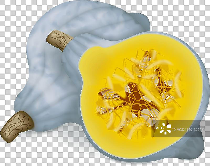 蓝胡巴德南瓜的整体和一半图片素材