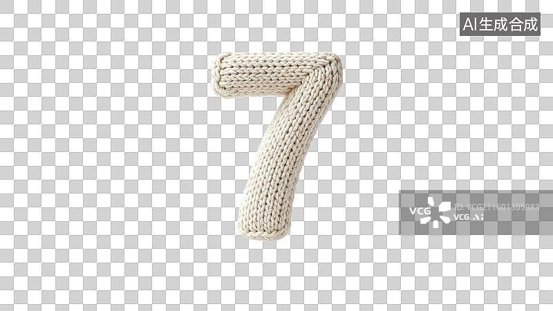 【AI数字艺术】白色背景上的针织数字七图片素材