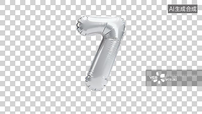 【AI数字艺术】用于庆祝的银色数字七气球图片素材