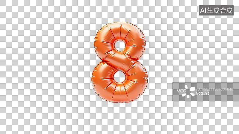 【AI数字艺术】橙色数字八造型气球图片素材