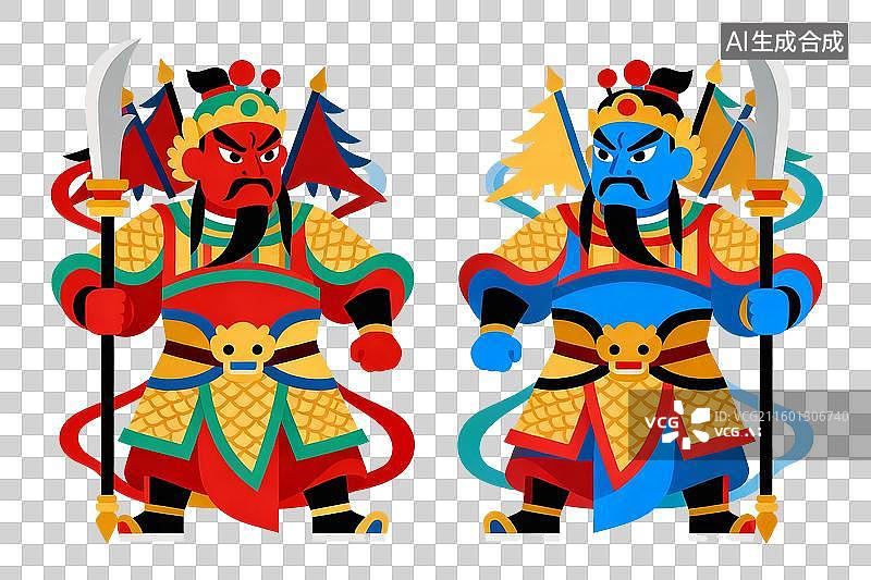 【AI数字艺术】新年神话人物对联门贴元素图片素材