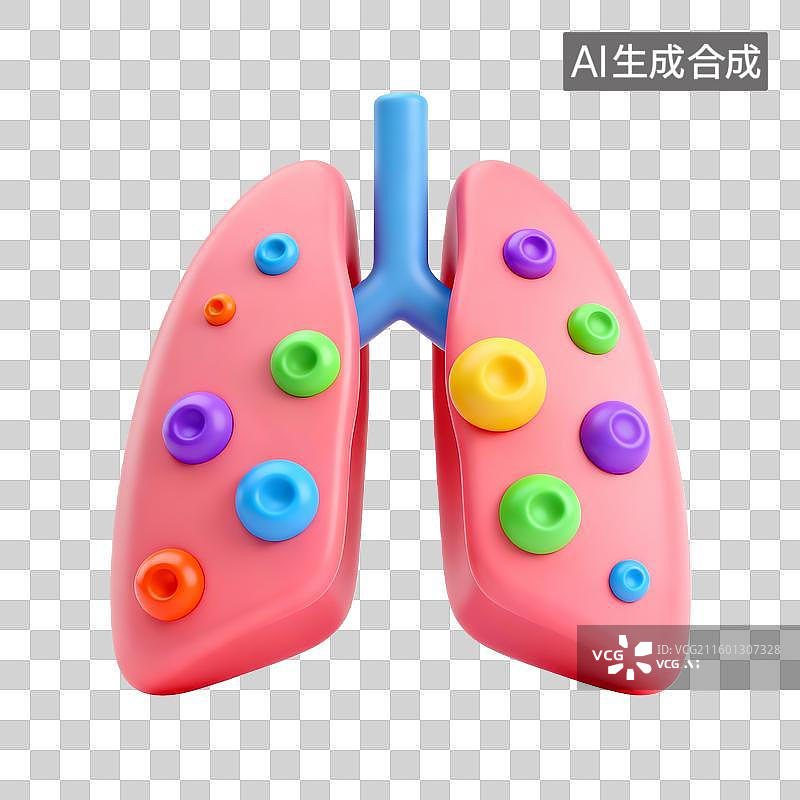 【AI数字艺术】彩色的生病的肺部器官图片素材