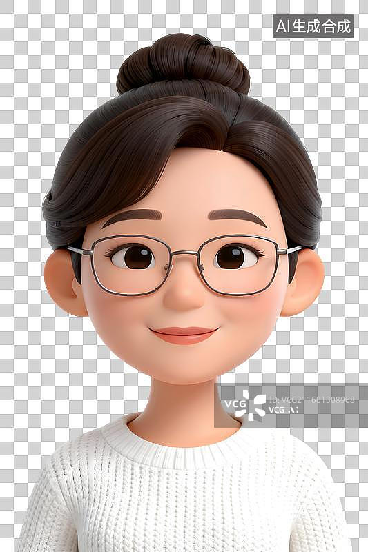 【AI数字艺术】人物半身像头像3D可爱卡通插画元素图片素材