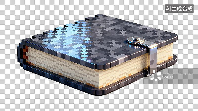 【AI数字艺术】像素风格的带光泽封面书籍图片素材