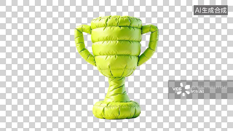 【AI数字艺术】绿色绗缝奖杯象征胜利图片素材