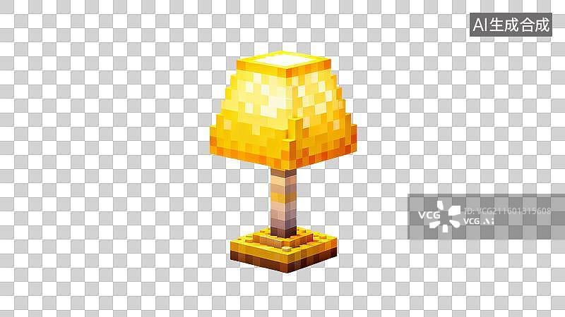 【AI数字艺术】我的世界像素化金色台灯图片素材