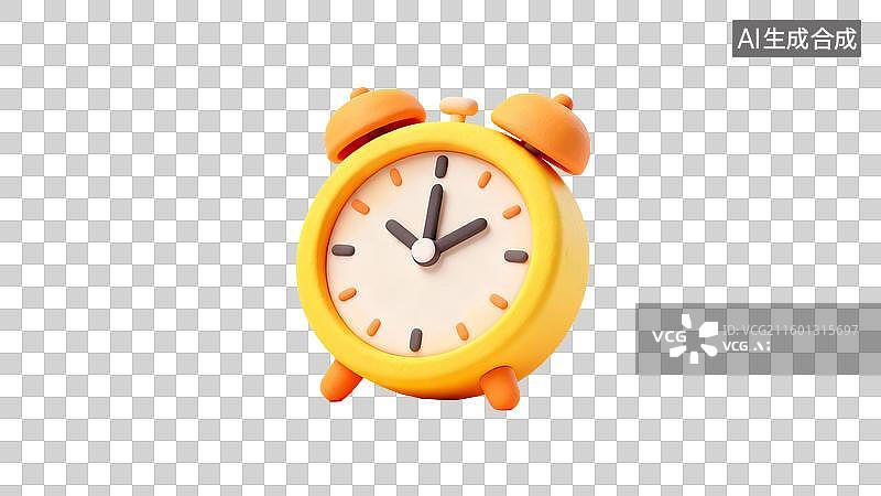 【AI数字艺术】可爱黄色闹钟显示时间图片素材