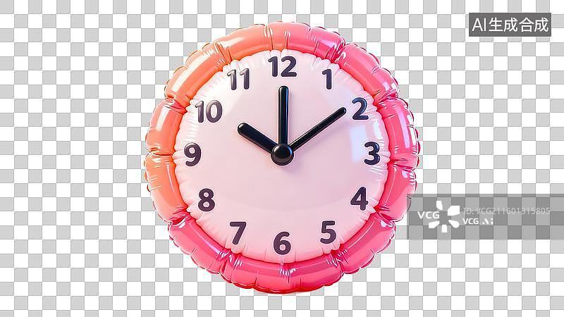 【AI数字艺术】彩色圆形带粉色橙色边框时钟图片素材